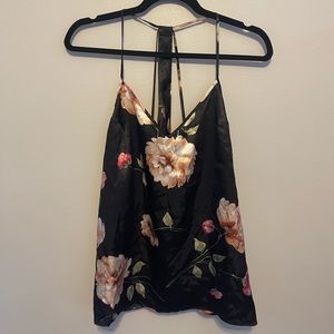 Gilligan & O’Malley Satin Floral Tank Top